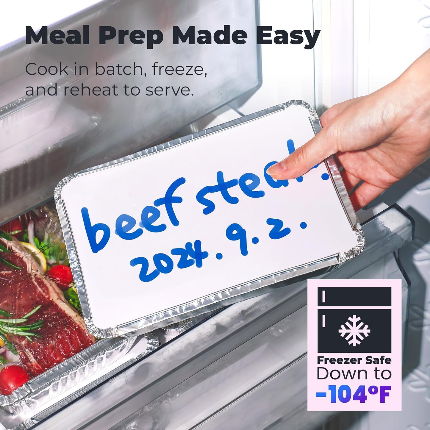 Fit Meal Prep 100 Pack 2.25 lb Aluminum Foil Pans with Lids, Disposable Take Out Food Containers with lids for Freshness and Spill Proof, 8.5 x 6 x 2 Disposable Cookware for Catering, Restaurants