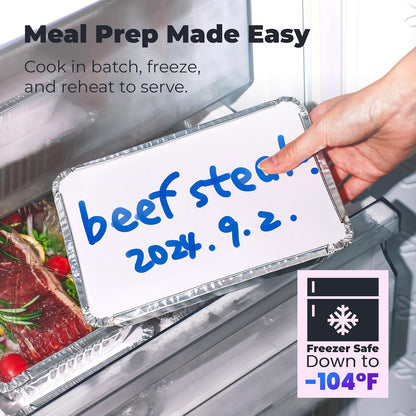 Fit Meal Prep 100 Pack 2.25 lb Aluminum Foil Pans with Lids, Disposable Take Out Food Containers with lids for Freshness and Spill Proof, 8.5 x 6 x 2 Disposable Cookware for Catering, Restaurants
