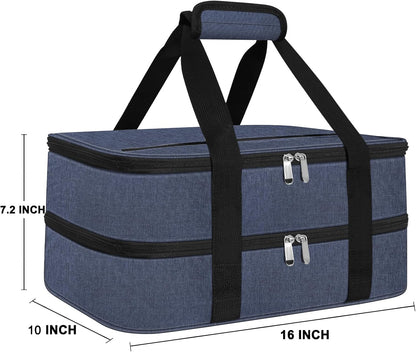 esouler Insulated Casserole Carrier - Casserole Carriers for Hot or Cold Food - Lasagna Lugger Dish Carrier, Thermal Lunch Bag for Potluck Parties, Picnic, Travel, Fits 9" x 13" Baking Dish, Grey
