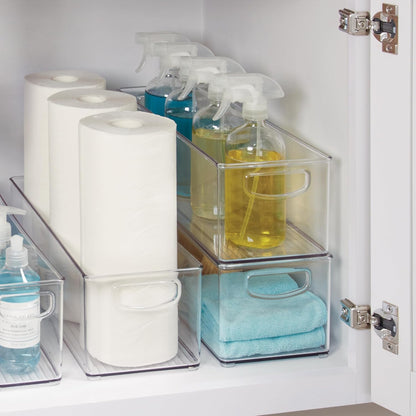 iDesign Plastic Stackable Pantry Bin - Storage Bin with Handles for Cabinets or Fridge - Set of 4 - Clear