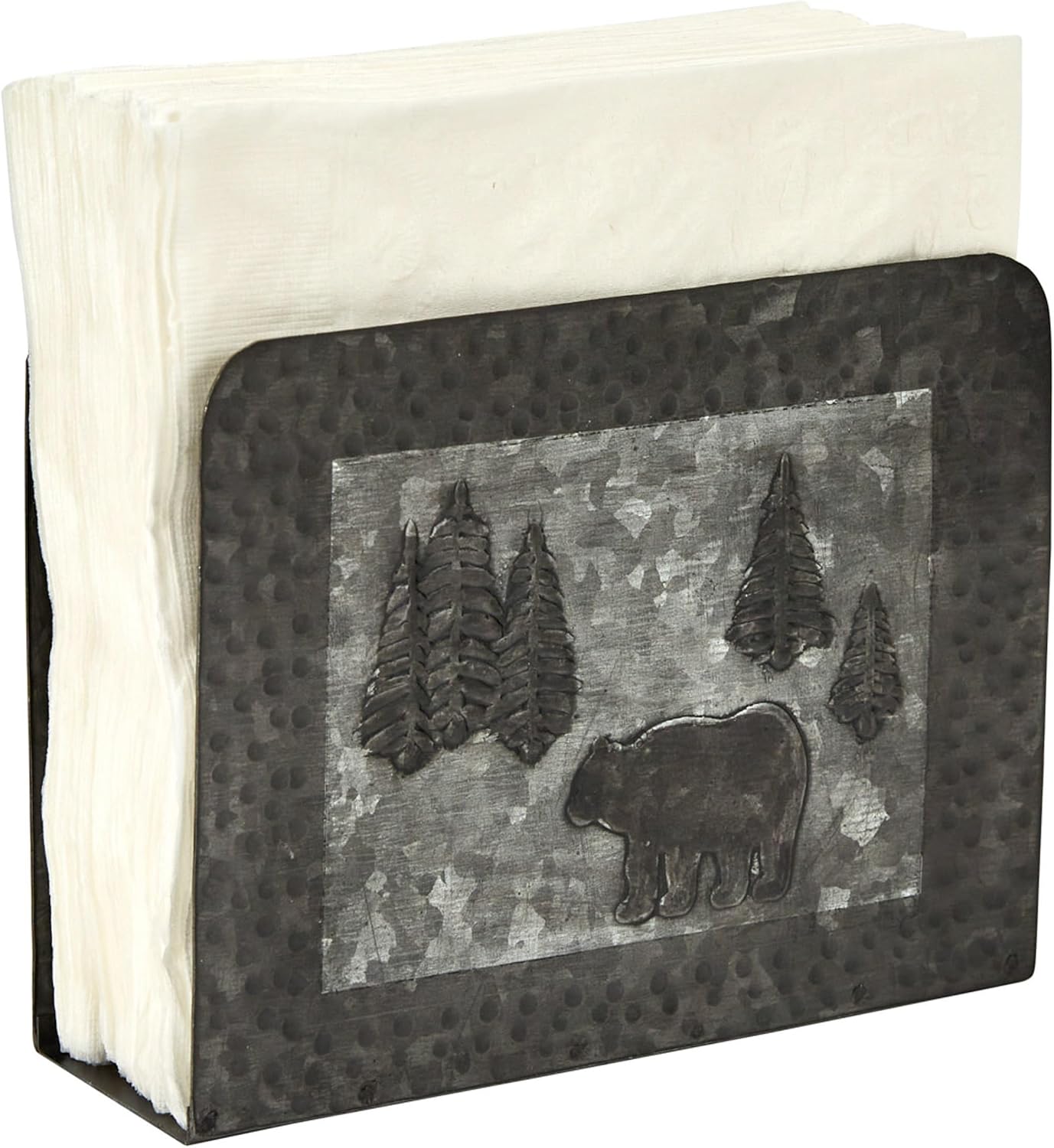 Park Designs Tree Tops Two Tier Napkin Holder, Lodge Metal Tiered Tabletop Storage, Cabin Dual Serving Caddy Organizer