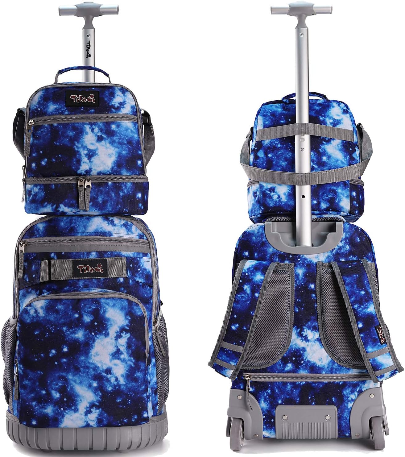 Tilami Lunch Bags Insulated Adjustable Strap Zipper, Two Compartments Cooler Bags, Bento Bags for Kids Toddlers (Blue)