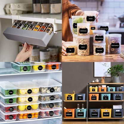 Chalkboard Labels, Removable Blackboard Label Stickers 192PCS with 2 Free Chalk Markers, Waterproof Reusable Labels for Food Containers, Mason Jars, Pantry, Bottles