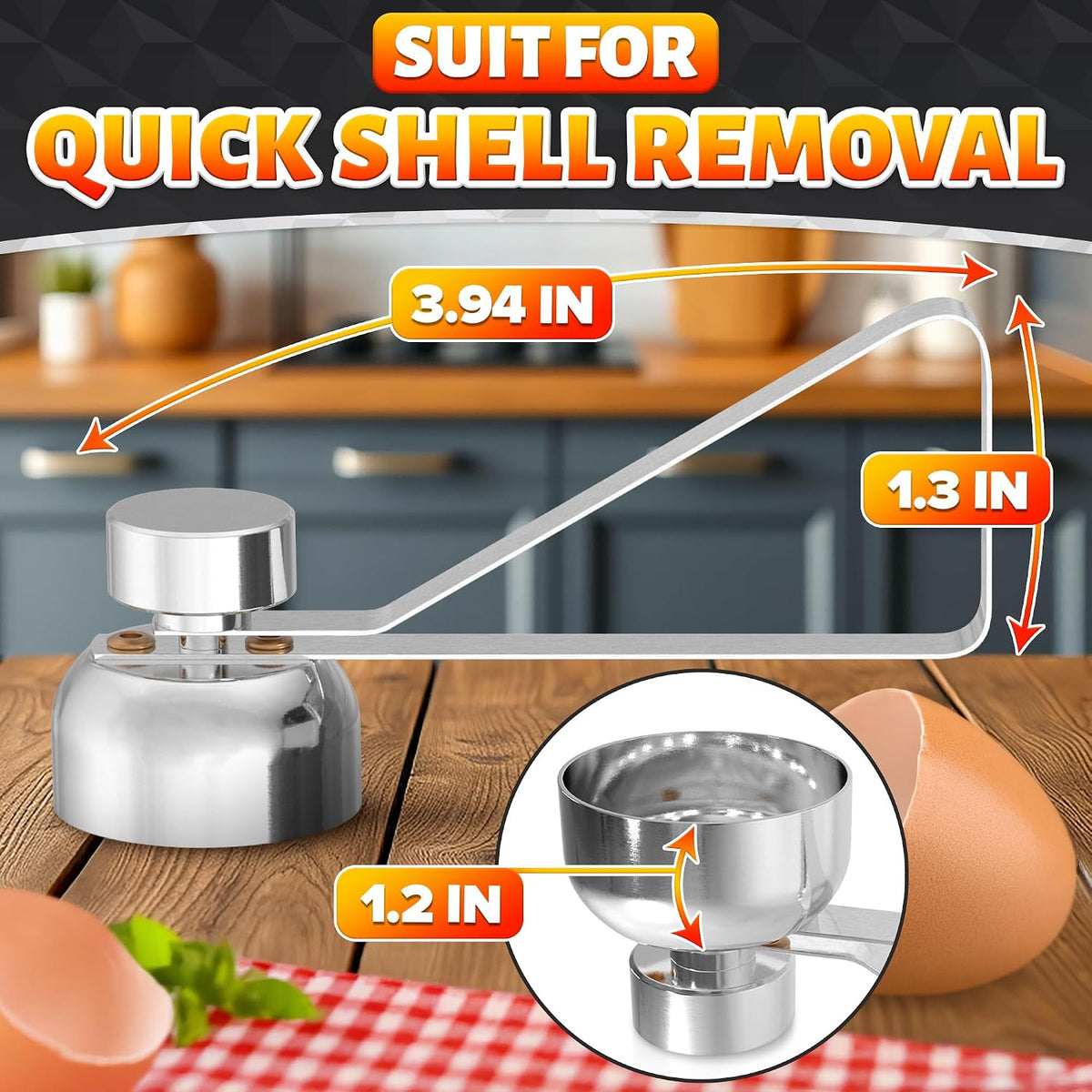 Egg Cracker Tool, Stainless Steel Topper, Spring-Loaded, Clean Cut