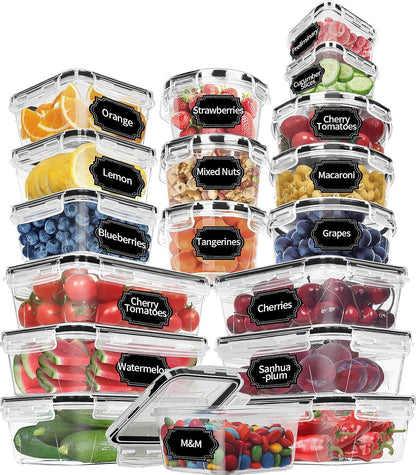 Skroam 72 piece Food Storage Containers Set with Airtight Lids (36 Containers & 36 Lids), Plastic Leak-Proof Kitchen Storage Containers for Pantry Organizers and storage - Meal Prep, Lunch Containers