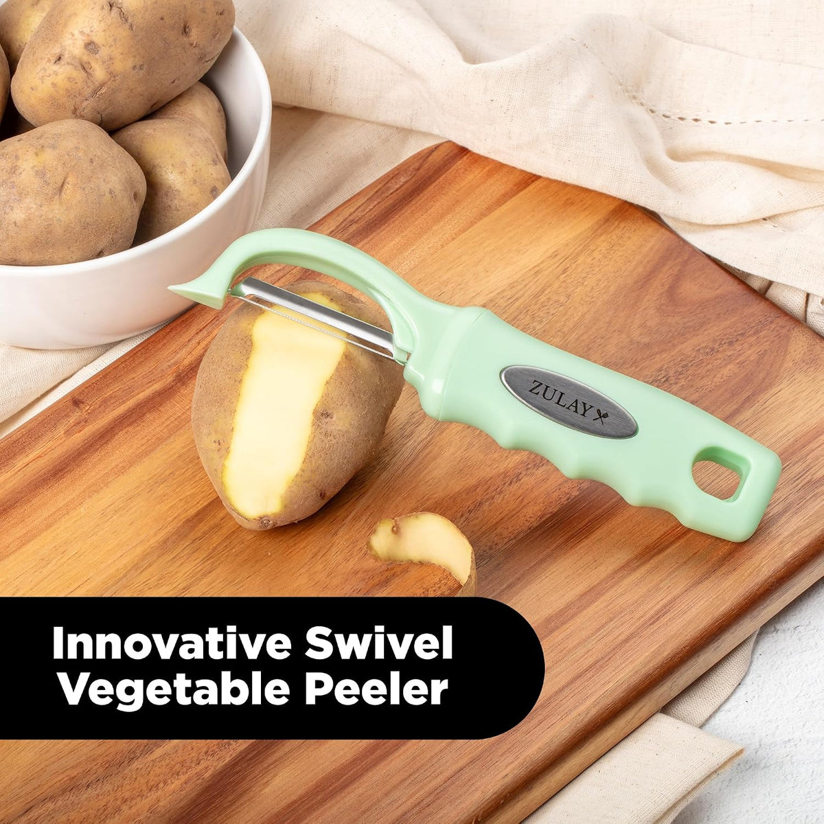 Zulay Kitchen Premium Potato Peeler, Vegetable Peeler for Kitchen, Black