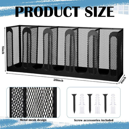 Maxcheck Metal Mesh Cup and Lid Holder Coffee Paper Cup Dispenser Lid Holder Storage Organizer Countertop or Wall Mount for Coffee Bar, Kitchen, Breakroom(4 Compartments,16.1 x 4.1 x 8 Inch)