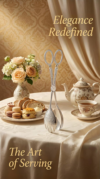 Salad Tongs, Zinc Alloy Kitchen Tongs, Bread Clips with Scissor Handles for Buffet, Appetizers, Party, Serving Food, Cooking