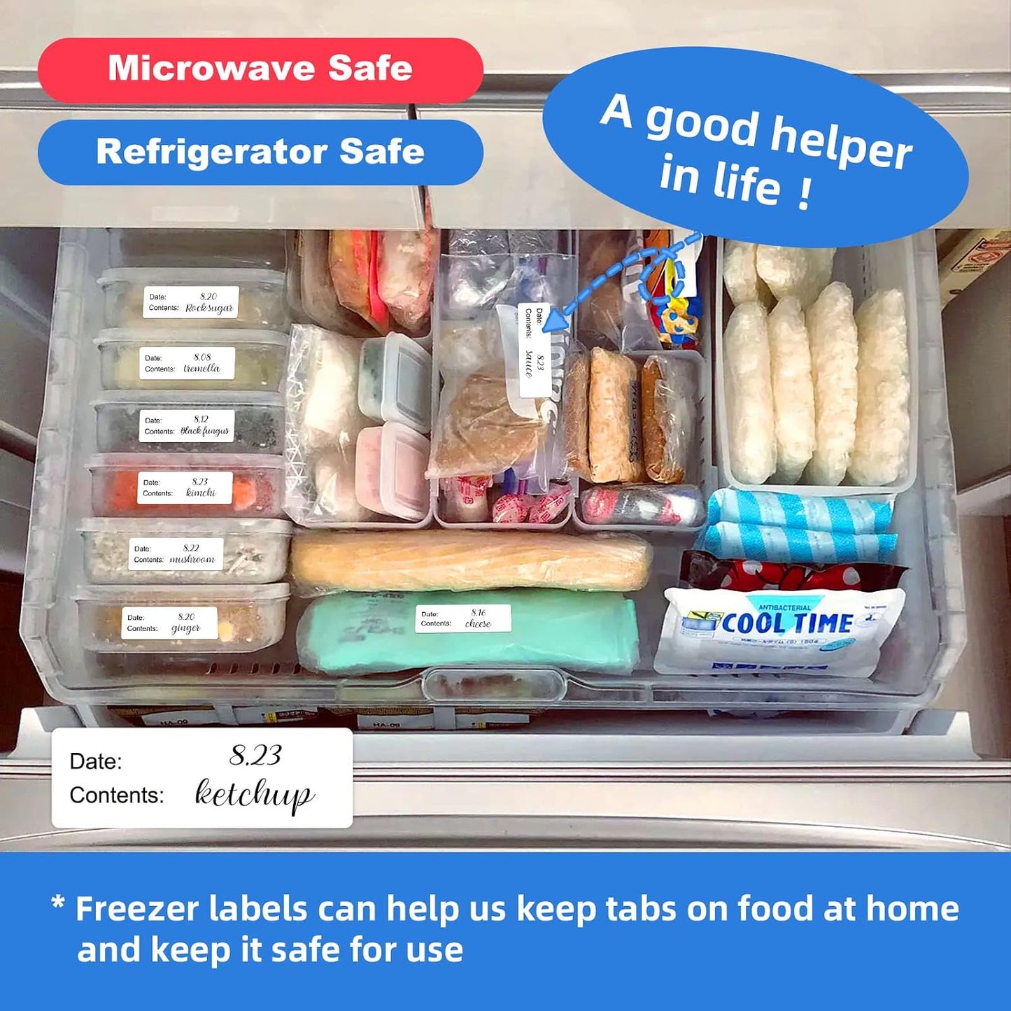 500 Pcs 1" x 3" Freezer Refrigerator Food Labels, Removable Adhesive, Water Oil Resistant, No Residue Food Storage Containers Labels Perfect for Monitoring Your Food in Kitchen