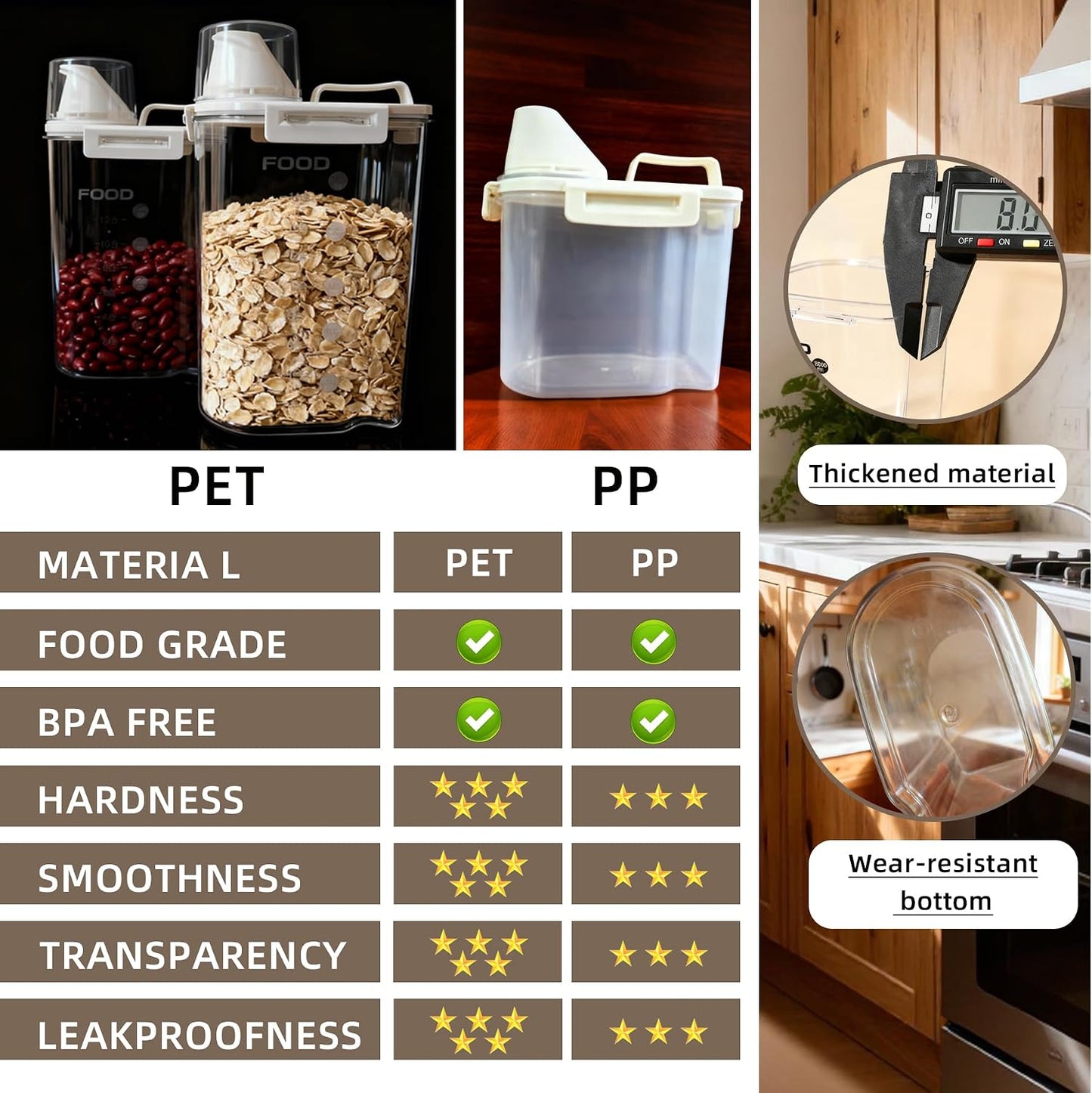 4-Pc Airtight Cereal Storage Containers Set(1.8L×2 & 2.5L×2), Cereal Containers Storage with Pour Spout & Measuring Cup, BPA-Free Plastic Canisters for Rice, Flour, Pet Food Kitchen Pantry