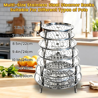Steamer Rack for Cooking,Stainless Steel Steaming Rack,Steam Tray with Removable Legs for Instant Pressure Cooker Multi-functional Steamer Basket(Silver - 22cm)