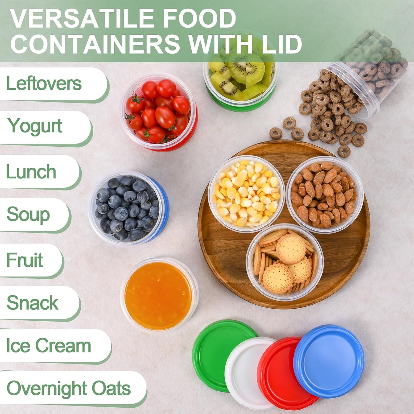 Freezer Storage Containers, 16 Pack 10 oz Plastic Food Storage Containers with Twist Top Lids, Meal Prep Containers for Soup Snack Fruit, BPA Free, Leakproof, Microwave & Dishwasher Safe
