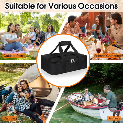 Insulated Casserole Carrier, Portable Casserole Carrier for Hot or Cold Food Lunch Tote Warmer or Cooler Bag, Lasagna Lunch Bag for Potluck Parties- Fits 9" x 13" Baking Dish-Charcoal Grey