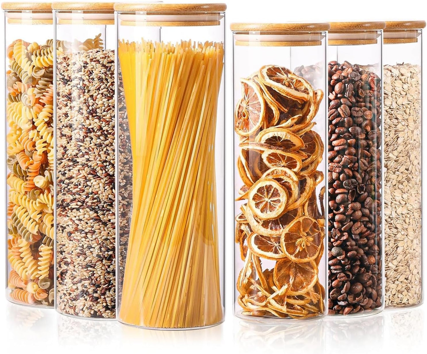 ComSaf 2Pcs Large Glass Storage Containers with Lids 4Qt, 1 Gallon Wide Mouth Flour Sugar Storage Containers, Large Capacity and Sealed for Rice, Cereal, Oat, Easy Clean and Scoop, Pantry Organization