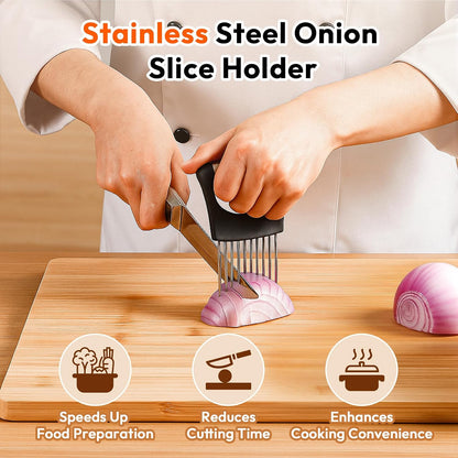 Onion Slicer with Cover, Onion Cutter, Meat Tenderizer Tool (Black)