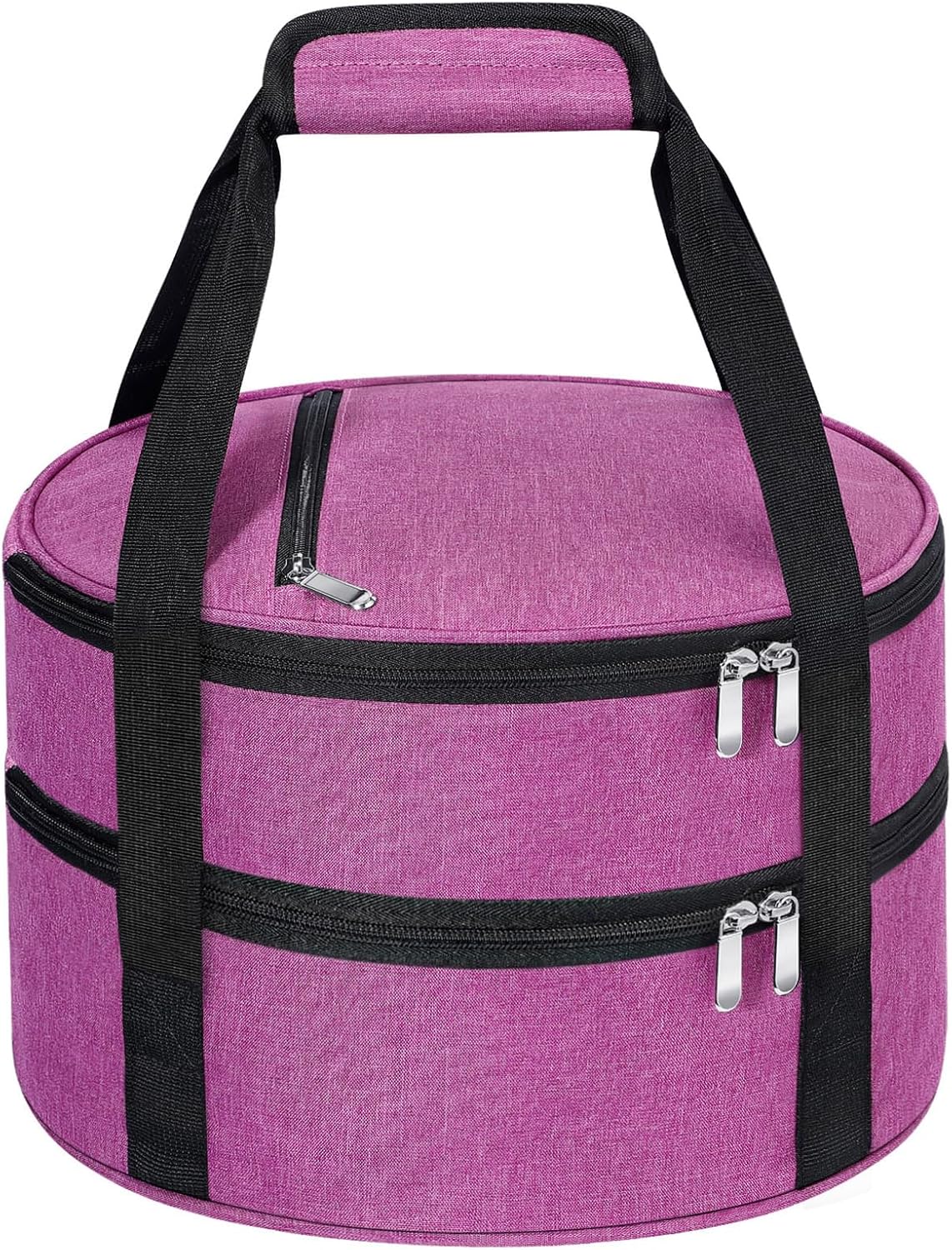 Round Insulated Casserole Carrier – 12" Portable Pie Carrier Bag for Hot or Cold Food, Leakproof Thermal Lunch Tote with Handle for Parties Picnic & Travel - Grey