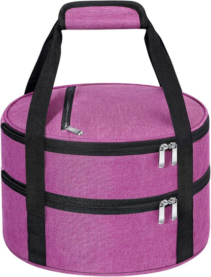 Round Insulated Casserole Carrier – 12" Portable Pie Carrier Bag for Hot or Cold Food, Leakproof Thermal Lunch Tote with Handle for Parties Picnic & Travel - Grey