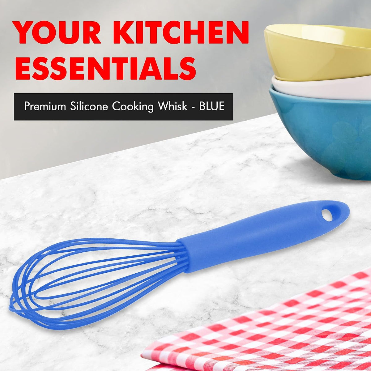 Chef Craft Premium Silicone Wire Cooking Whisk, 10.5 Inch, Red