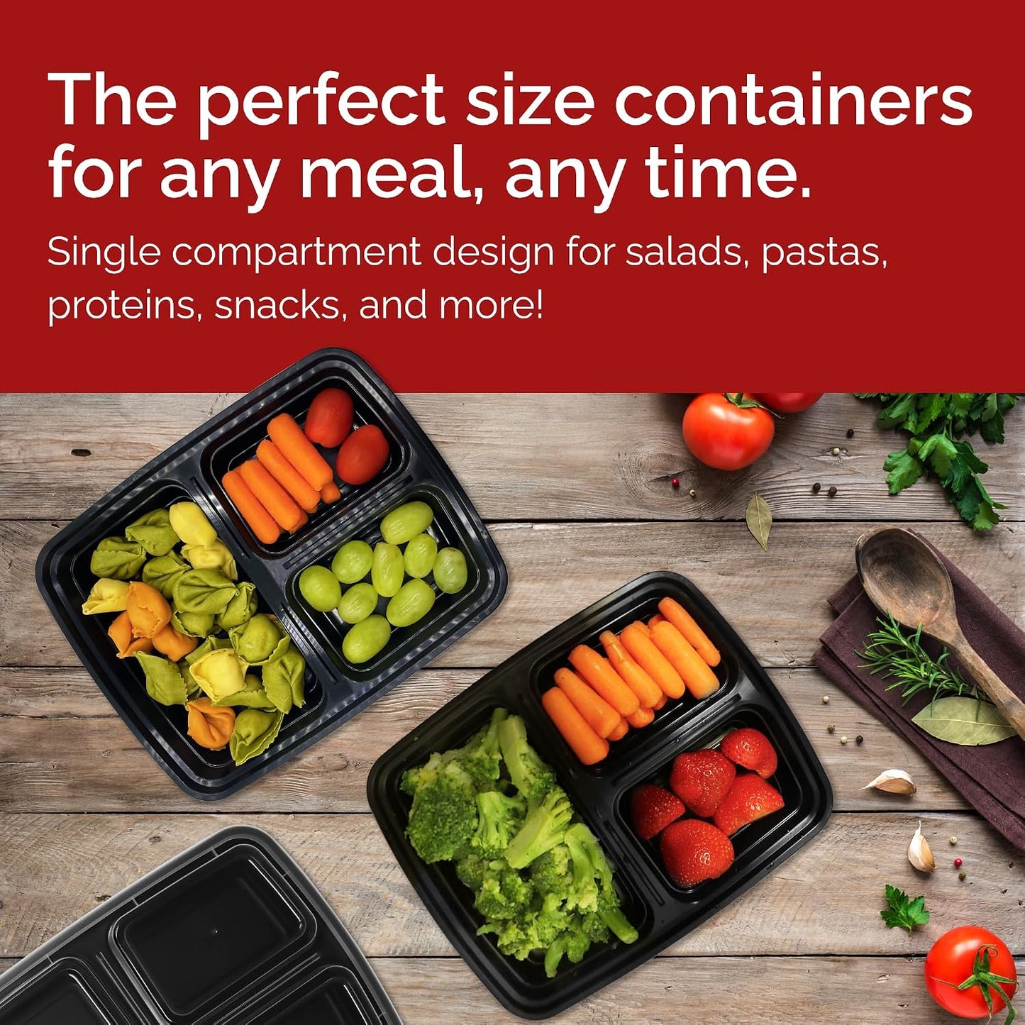 Reli. Meal Prep Containers 36 oz (35 Pack) 3 Compartment Meal Prep Containers Reusable | Plastic Take Out Food Box, Microwavable | Boxes with Lids for Takeout, To Go, Leftover