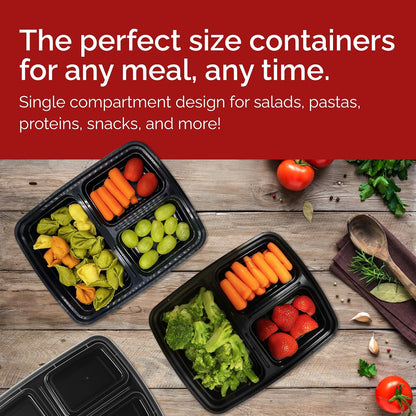 Reli. Meal Prep Containers 36 oz (35 Pack) 3 Compartment Meal Prep Containers Reusable | Plastic Take Out Food Box, Microwavable | Boxes with Lids for Takeout, To Go, Leftover