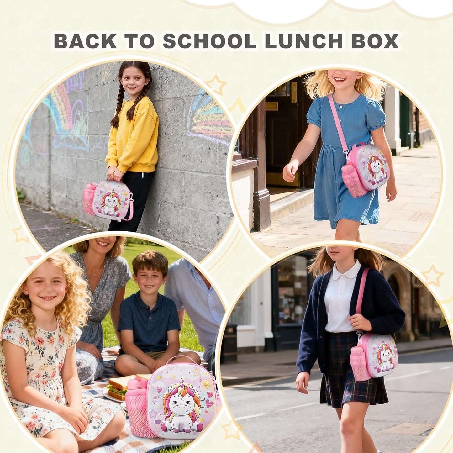 Kids Lunch Box for Kids Insulated Reusable Lunch Bag Tote Durable Children Leak-proof Lunchbox with Adjustable Shoulder Strap for School Daycare Travel Picnic (Navy - 3D Dinosaur)
