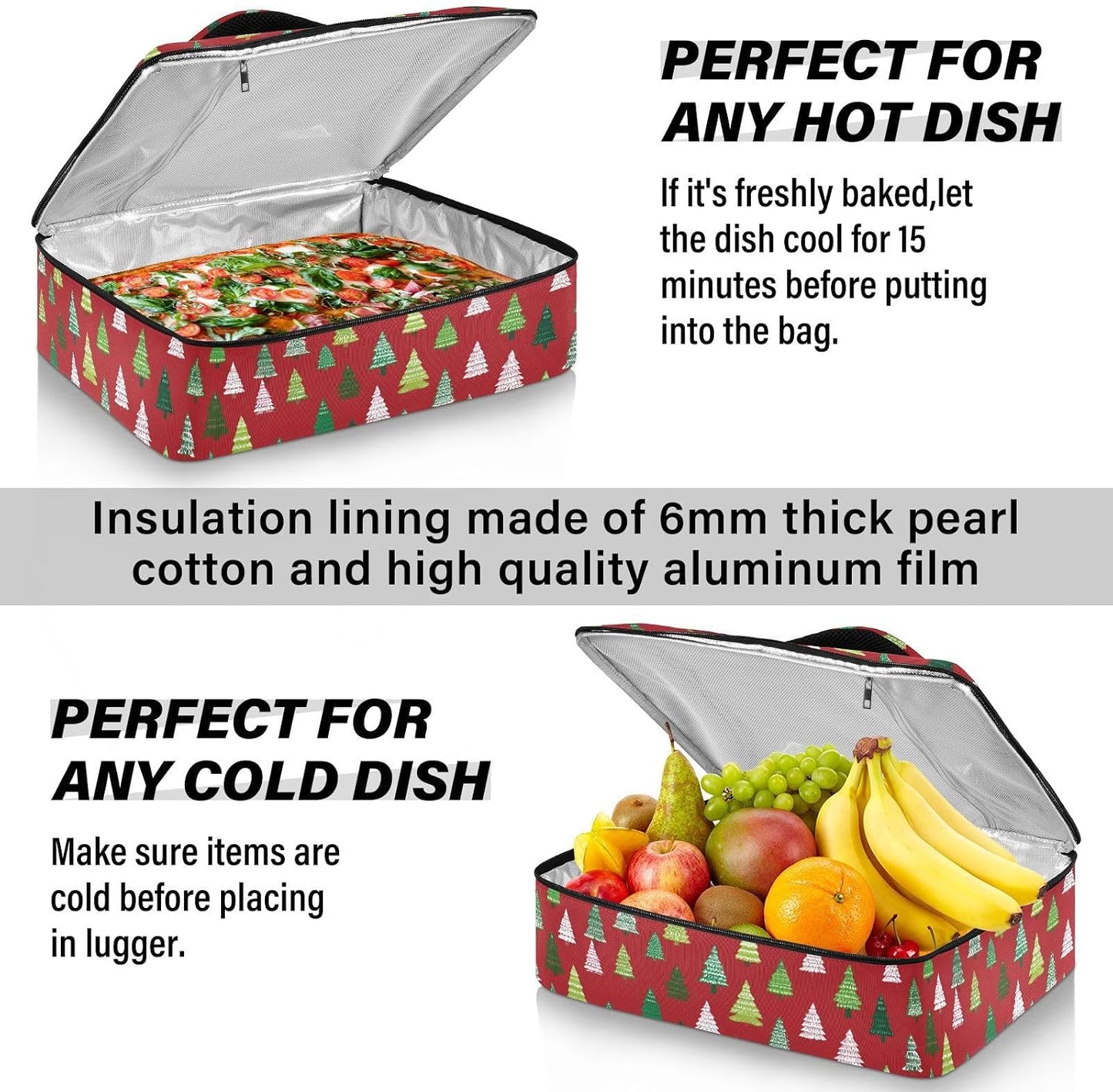 Casserole Carriers for Hot or Cold Food Reusable Casserole Dish Carrier Insulated Thermal Large Capacity Durable Perfect for Party Camping Family Gatherings Yellow Fish - Colors A