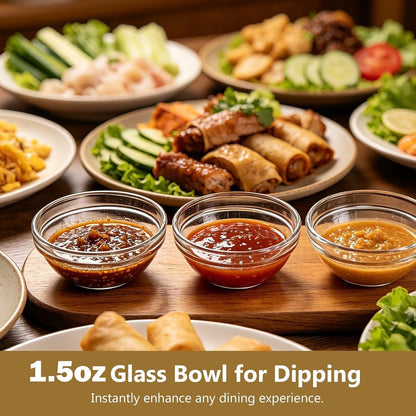 stablerice 8 PCS Small Glass Bowls, 2.5oz Mini Glass Prep Bowls for Salt Spices, Dip, Sauce, Condiment Cups, Pinch Bowl Set Stackable, Dishwasher Microwave Safe (1.5, oz)
