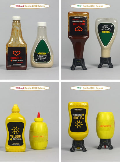 Dunlin - Condiment Bottle Holder (CBH) Deluxe - 1 Small (CBH 500) and 1 Large (CBH 1000), Matte Black - Upside Down Bottle Emptying Holders