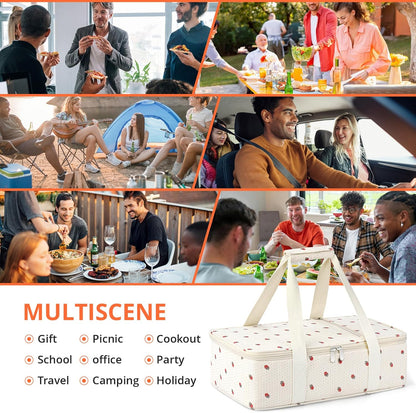 Insulated Casserole Carrier for Hot or Cold Food,Pie Carrier Bag Lunch Tote for Potluck Parties/Picnic/Cookouts, Fits 9"x13" Baking Dish,Grey