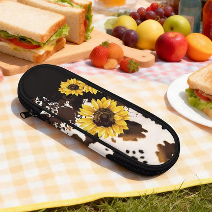 Travel Cutlery Set with Case for Kids Portable Utensil Case Reusable Silverware Pouch for School Travel Lunch Capybara Flower