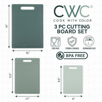 COOK WITH COLOR Non-Slip Cutting Board Set – Kitchen Essentials with Easy Grip Handle for Meat, Veggies, and Fruits, 3 Cutting Boards, Speckled White