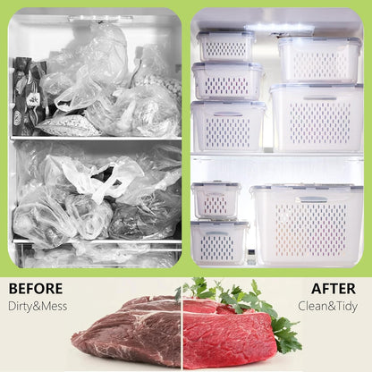 bealy 2 Pack Refrigerator Organizers and Storage, Stackable Clear Pull out Drawer Organizer Bins, BPA-Free Fridge Organizer and Storage for Fruit, Produce, Drink, Snack and Food Storage Containers