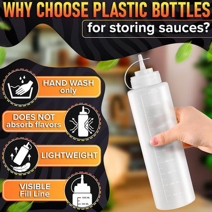 BURIUS Inverted Condiment Squeeze Bottles 16 oz for Sauces, Honey