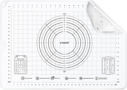 U-Taste Silicone Pastry Mat, Dough Rolling Baking Sheet, 28x20"/Transparent