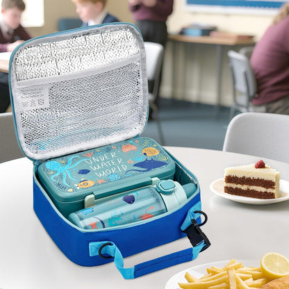 PIQUEBAR Bento Lunch Box for Kids with Thermo Ice Pack Lunch Food Container Insulated Bag, 18oz Plastic Sport Water Bottle for Kid Girls Boys