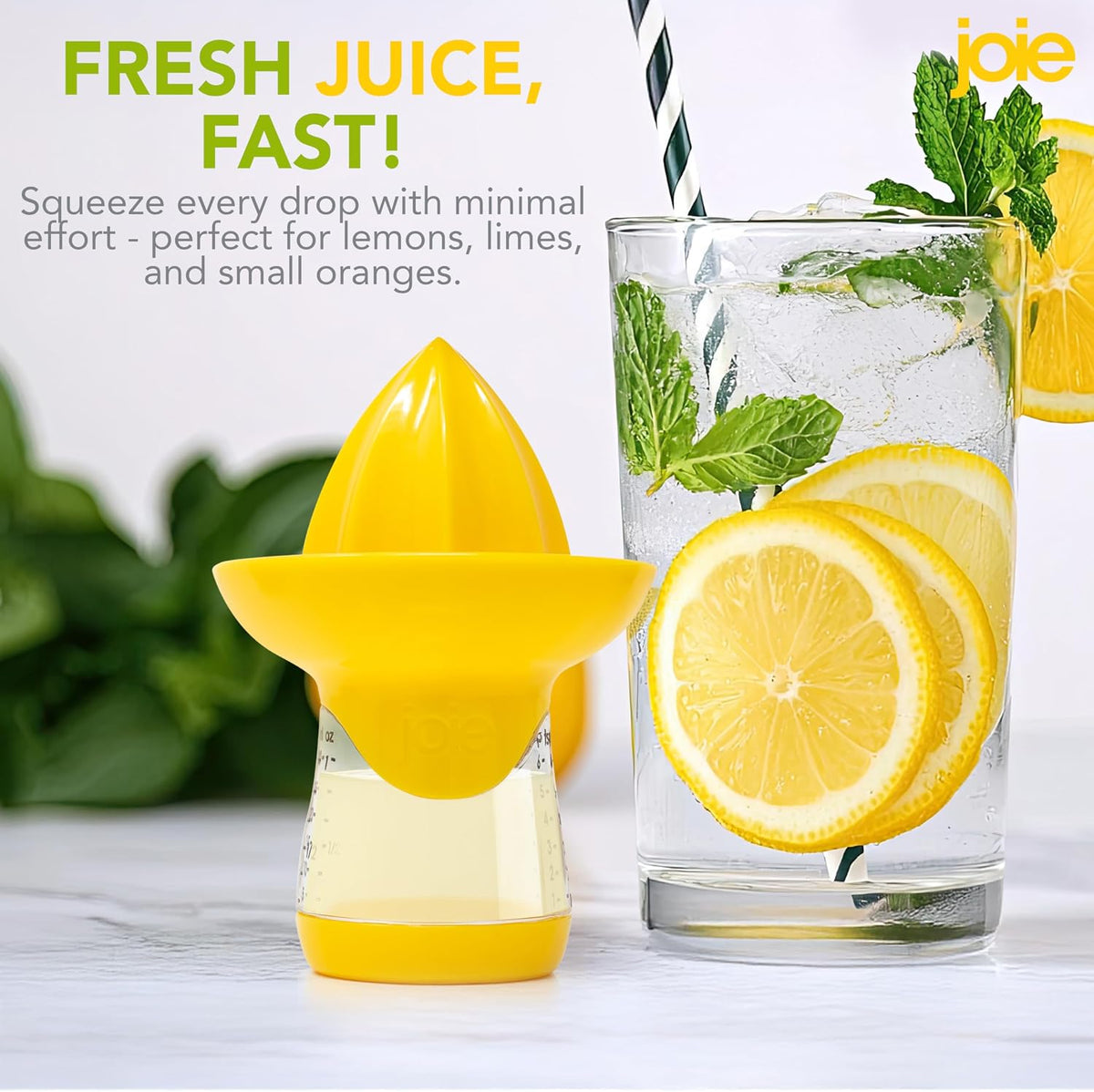 Joie Lemon and Lime Small Hand Juicer and Reamer, Built-In Measuring Cup