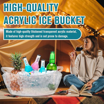 Ice Buckets for Parties, 2 PCS Ice Bucket for Cocktail Bar, 5.5L Drink Buckets for Parties, Wine Cooler, Champagne, Cocktails, Beer Chiller with 2 Ices Bucket Scoop(Clear)