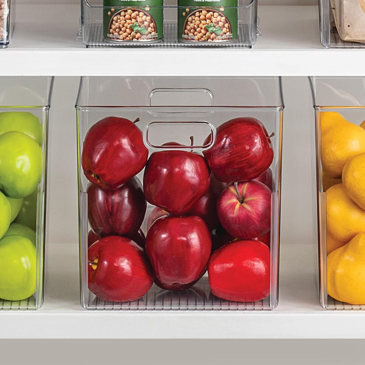 iDesign Storage Bin with Handles, 12" x 10" x 8", Clear | For Kitchen, Pantry, Cabinet, Nursery, Crafts