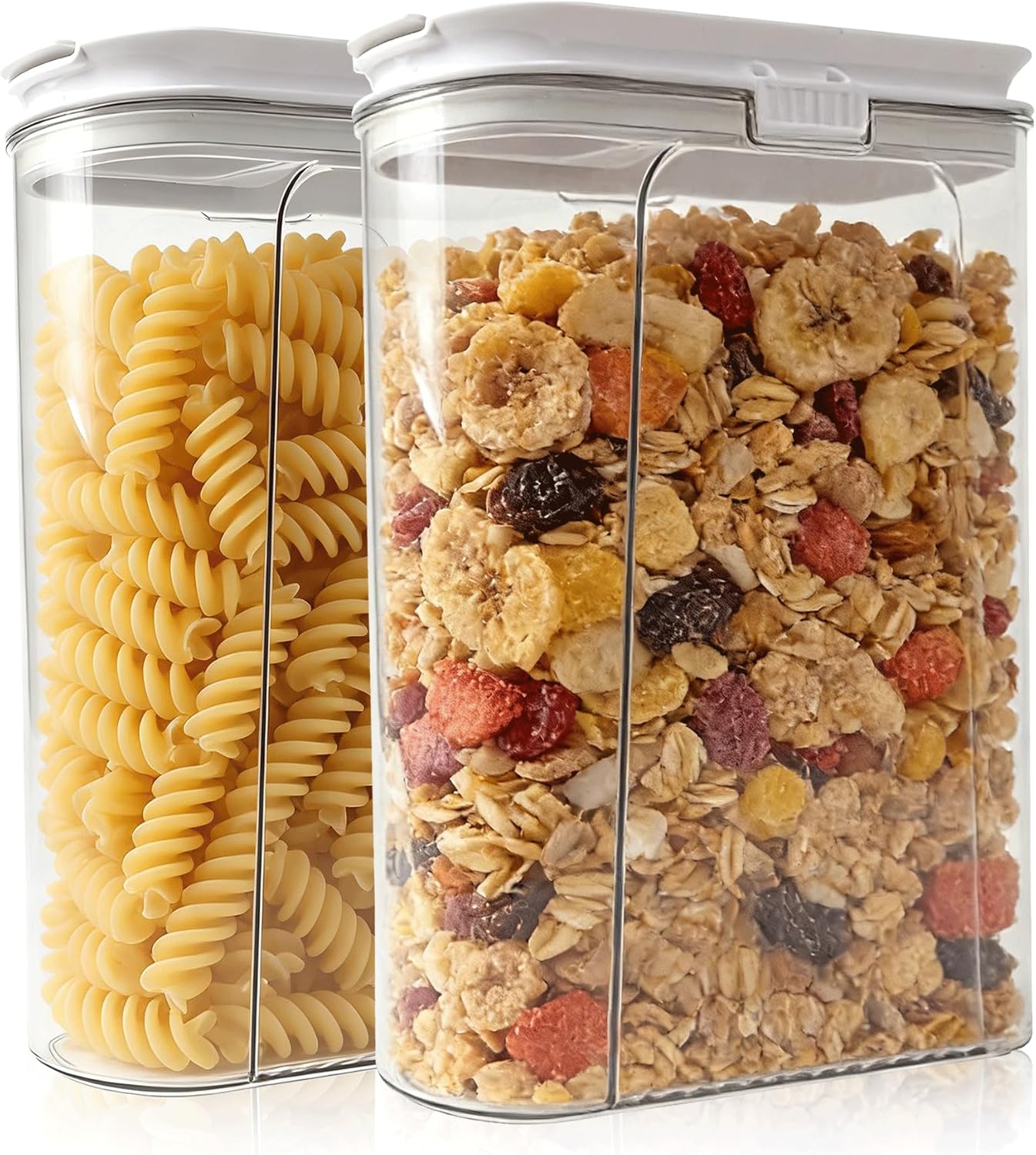Cereal Storage Containers Sets,BPA Free with Pouring Spout Handle Airtight Food Storage Dispenser with lids For Rice Flour Pasta Grain, Pet Food Storage Container (37.2 oz + 77.7 oz (2 of Each))
