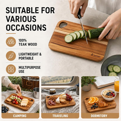 2 Pack Small Bamboo Wood Cutting Board for Kitchen 8.6" x 6" Mini Wooden Charcuterie Boards Lightweight Chopping Board Non Toxic Serving Board Tiny Chef Set Camping Fruit Lemon Sandwich Cheese Board