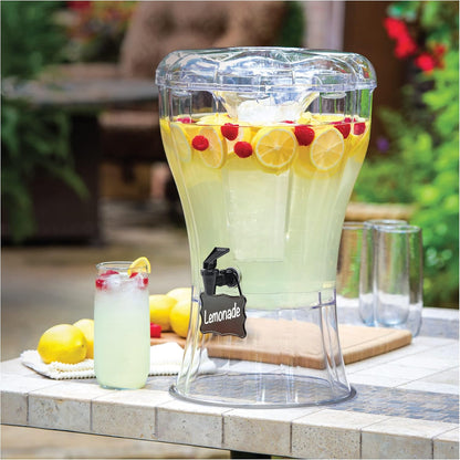 Buddeez 3.5 Gallon Clear Drink Dispenser - Built In Ice Cone and Spigot for Easy Pouring - Party-Perfect Serving Station with Chalk Board Tag