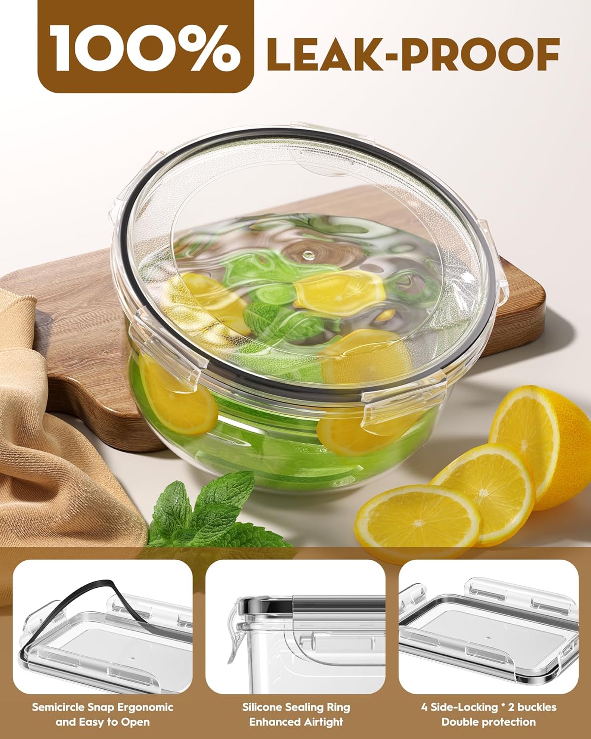 BiuLeon 40 PCS Food Storage Containers with Lids Airtight (20 Containers & 20 Lids), Leakproof Meal Prep for Kitchen Storage, BPA-free, Food-grade, Reusable, Microwave/Dishwasher Safe