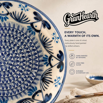 Handcrafted Ceramic Garlic Grater Plate, Ocean Blue