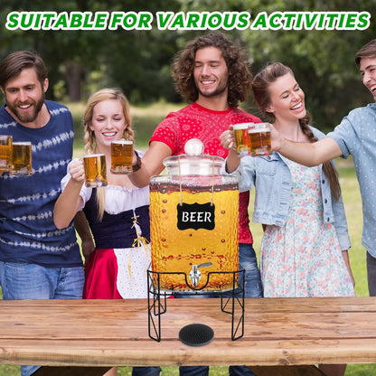4.6 Gallon Glass Beverage Dispenser with Stand Beverage Dispensers with Stanless Steel Spigot Hanging Chalkboard Signs Drip Trays Drink Juice Dispenser with Lids for Party Wedding Kitchen