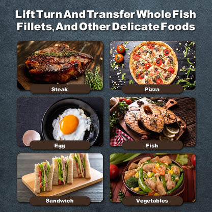 Rainspire Fish Spatula Stainless Steel Slotted Turner with Sloped Head Design for Flipping Delicate Food, Egg, Patties, Fries