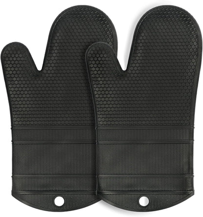 Yutat Silicone Oven Mitts - Oven Mitts and Pot Holders Sets Made of Non-Slip & BPA-Free Silicone, High Heat Resistant 500 Degrees, Perfect for Kitchen Cooking Baking BBQ, Peak Green
