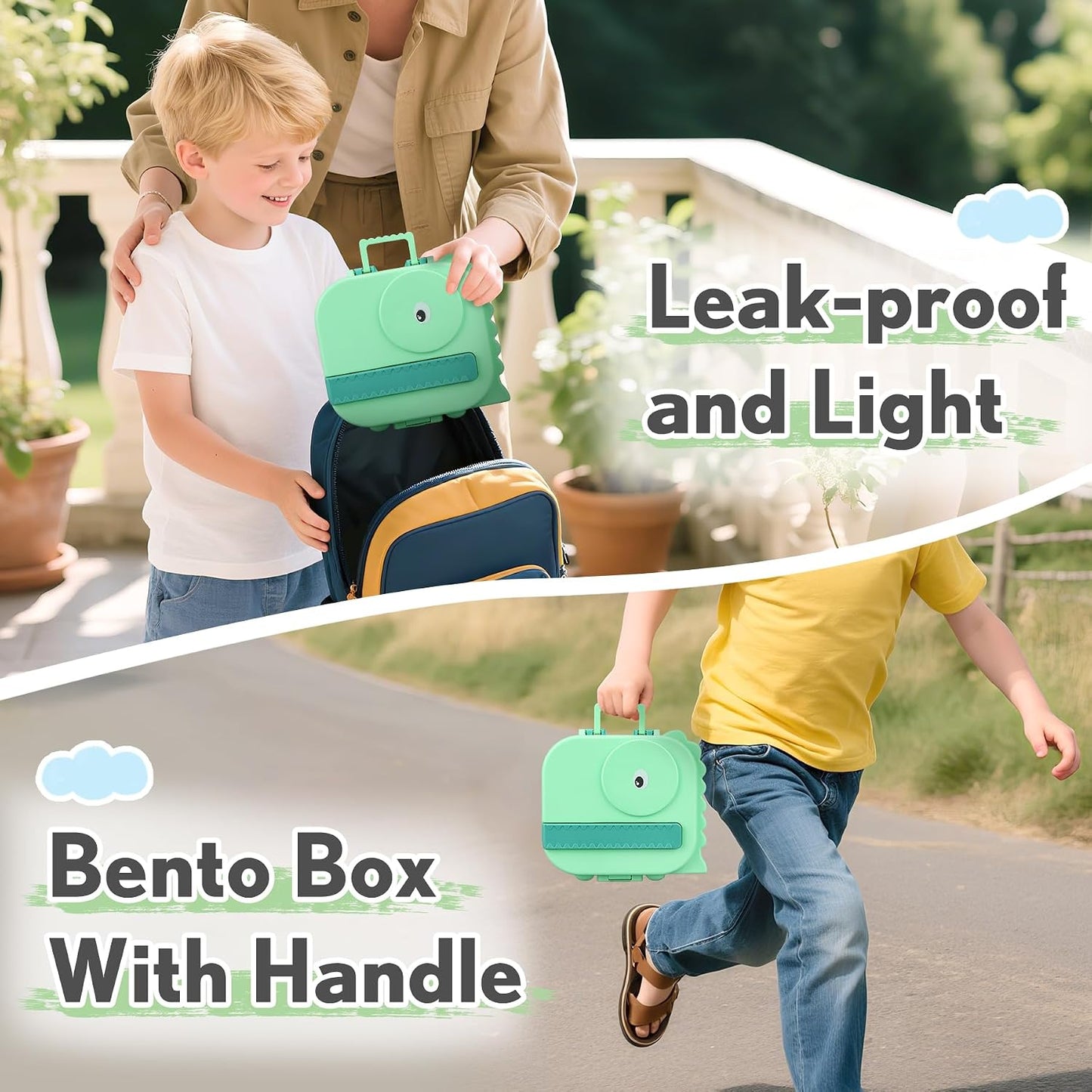 Lunch Box Kids with 5 Compartments, Insulated Food Jar & Utensils, Leak Proof Bento Box with Sauce Container, BPA-Free & Dishwasher Safe, Dinosaur Design(Purple)