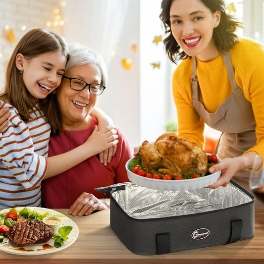 GhvyenntteS Insulated Casserole Carrier, Double Casserole Carriers for Hot or Cold Food Warmer Bag, Lasagna Lunch Bag Keep Food Warm for Potluck Parties, Picnic, Travel, Fits 9"x13" Baking Dish, Grey