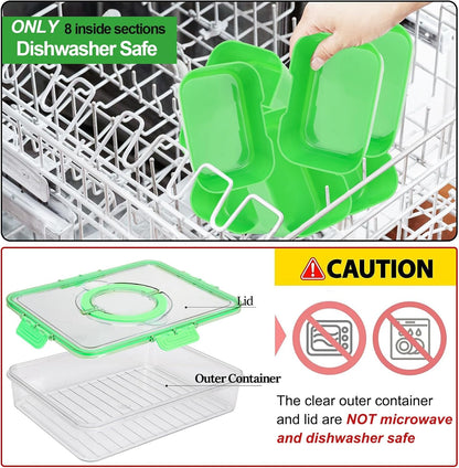 shopwithgreen 2Pcs Divided Serving Tray with Lid and Handle, Portable Snackle Box Snack Containers for Charcuterie, Party, Veggies, Snack, Fruit, Nuts, Candy, Chip, Entertaining, Picnic