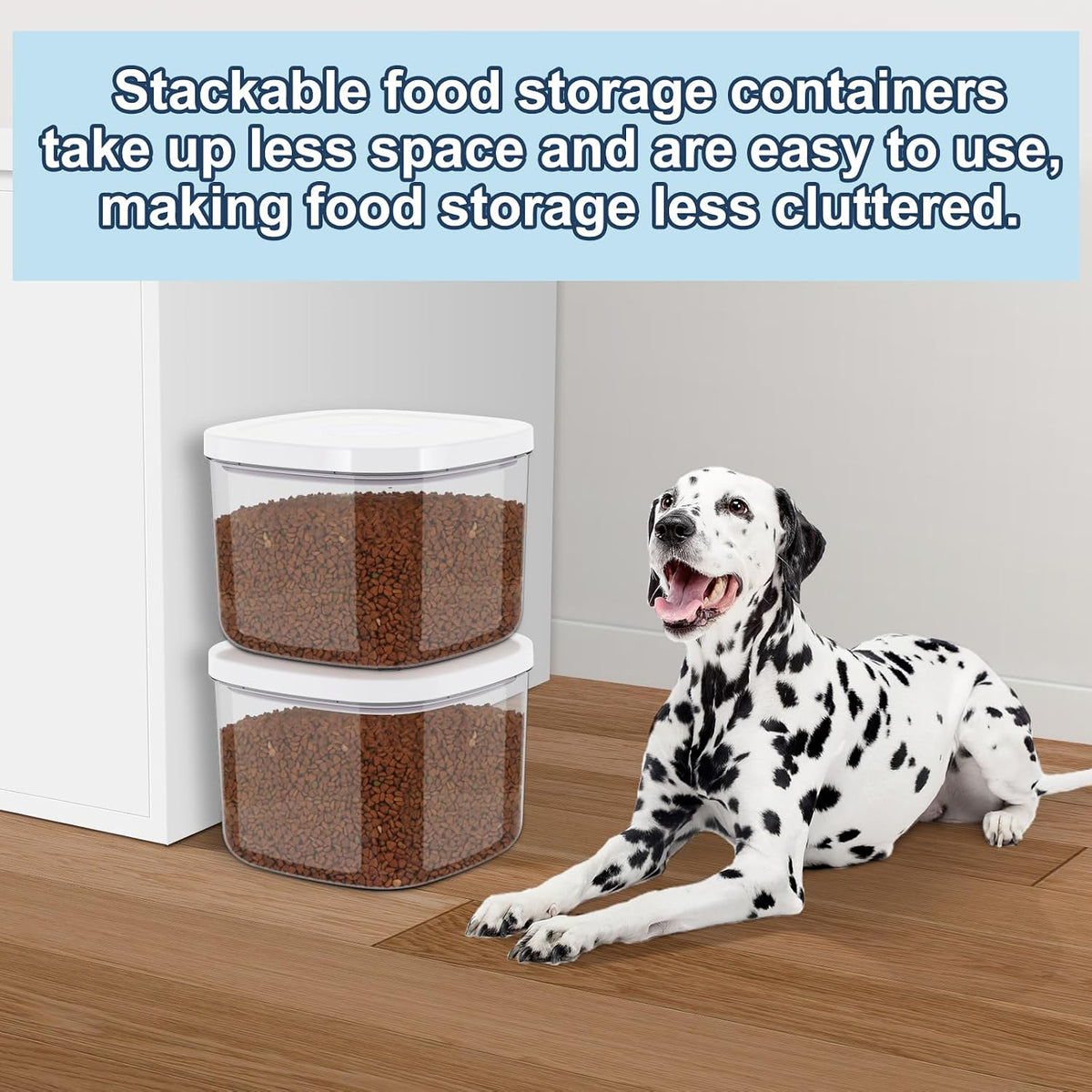 LEAWALK 10Lbs/10.57Qt Airtight Dog Cat Food Storage Container and Dog Treat Containers BPA-Free, PET Clear Stackable Pet Storage Bin, Pop Top, 1-Cup Scoop for Pet Food/Rice/Flour/Bread/Grains